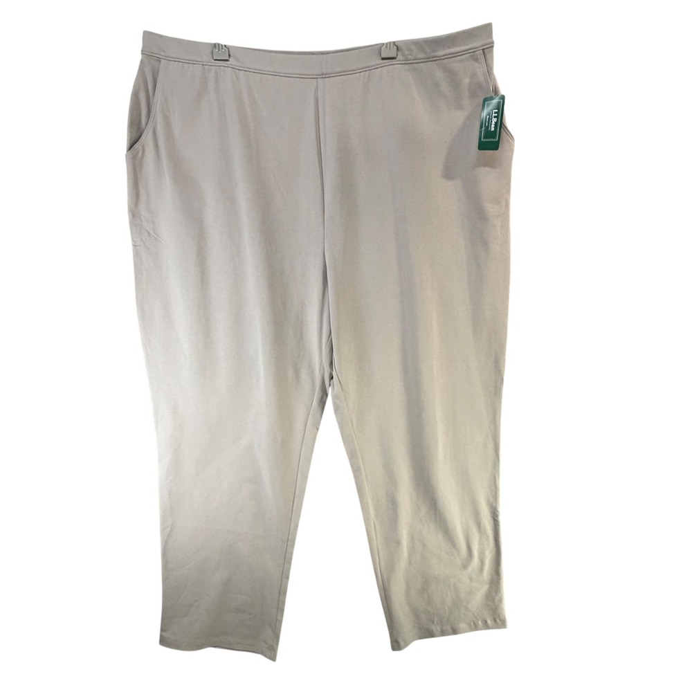 LL Bean Perfect Fit Straight Leg Pants Womens 3X Tan Ledge Pull On Preppy Casual